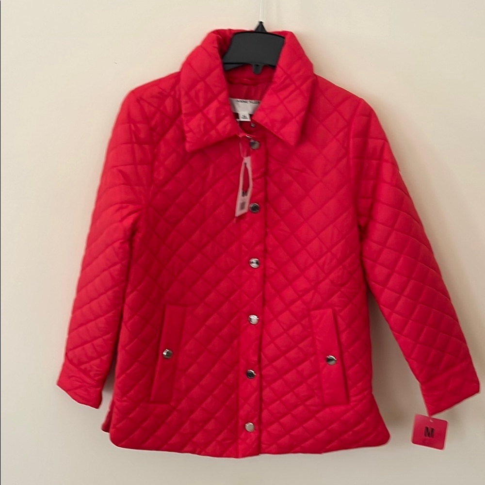 Anne Klein Red Quilted Jacket size medium brand new with tags NWT